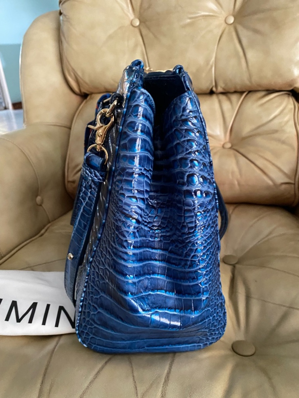 LKNW Brahmin LARGE Finley Carryall Bluebonnet? Melbourne Leather Business Bag - Picture 9 of 16